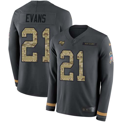 Tampa Bay Buccaneers #21 Justin Evans Anthracite Salute to Service Youth Stitched Limited Therma Long Sleeve Jersey Youth cheap jerseys for sale - CheapJerseys.Shop