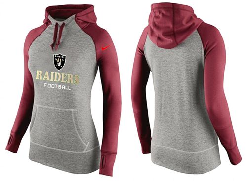 Women's Las Vegas Raiders Performance Hoodie Grey & Red cheap jerseys for sale - CheapJerseys.Shop
