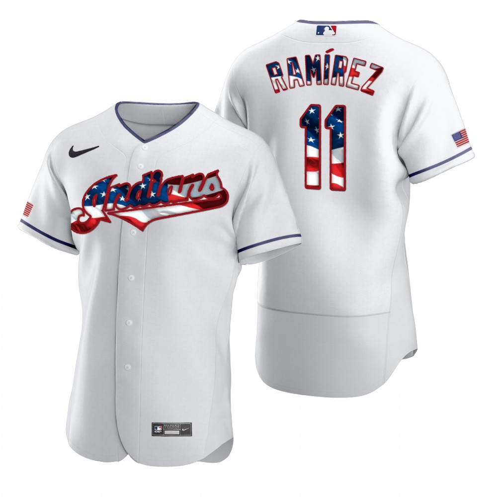 Cleveland Guardians #11 Jose Ramirez Men's White Fluttering USA Flag Limited Edition Authentic Jersey cheap jerseys for sale - CheapJerseys.Shop