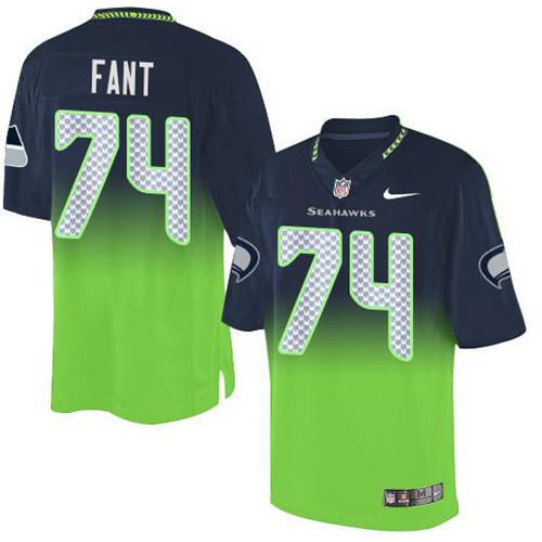 Seattle Seahawks #74 George Fant Steel Blue/Green Men's Stitched Elite Fadeaway Fashion Jersey Men's cheap jerseys for sale - CheapJerseys.Shop