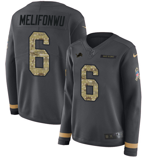 Lions #6 Ifeatu Melifonwu Anthracite Salute To Service Women's Stitched Limited Therma Long Sleeve Jersey cheap jerseys for sale - CheapJerseys.Shop