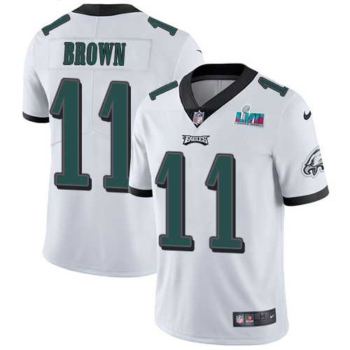 Eagles #11 A.J. Brown White Super Bowl LVII Patch Men's Stitched Vapor Untouchable Limited Jersey cheap jerseys for sale - CheapJerseys.Shop