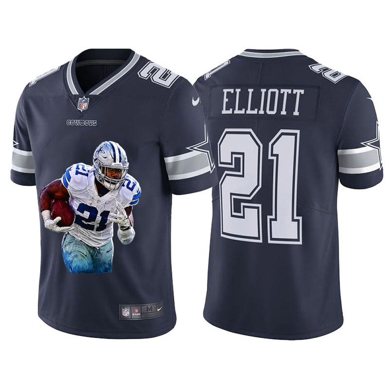 Dallas Cowboys #21 Ezekiel Elliott Men's Player Signature Moves Vapor Limited Jersey Navy Blue cheap jerseys for sale - CheapJerseys.Shop