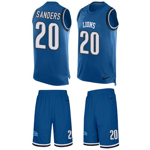 Lions #20 Barry Sanders Blue Team Color Men's Stitched Limited Tank Top Suit Jersey cheap jerseys for sale - CheapJerseys.Shop