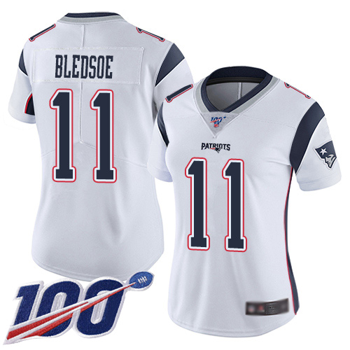 New England Patriots #11 Drew Bledsoe White Women's Stitched 100th Season Vapor Limited Jersey Womens cheap jerseys for sale - CheapJerseys.Shop