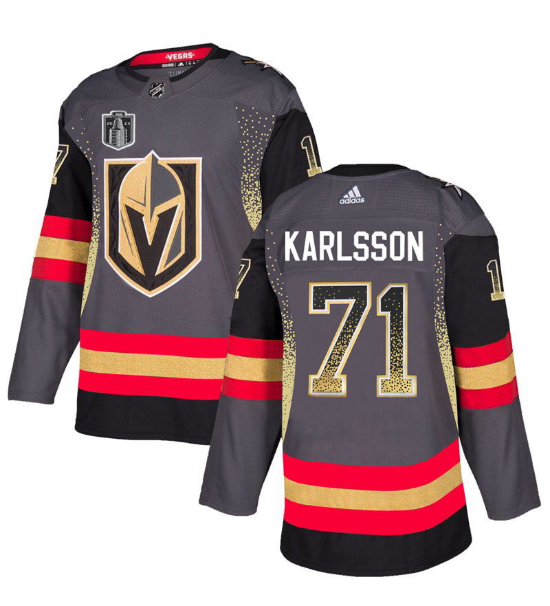 Golden Knights #71 William Karlsson Grey 2023 Stanley Cup Final Patch Home Authentic Drift Fashion Stitched Jersey cheap jerseys for sale - CheapJerseys.Shop