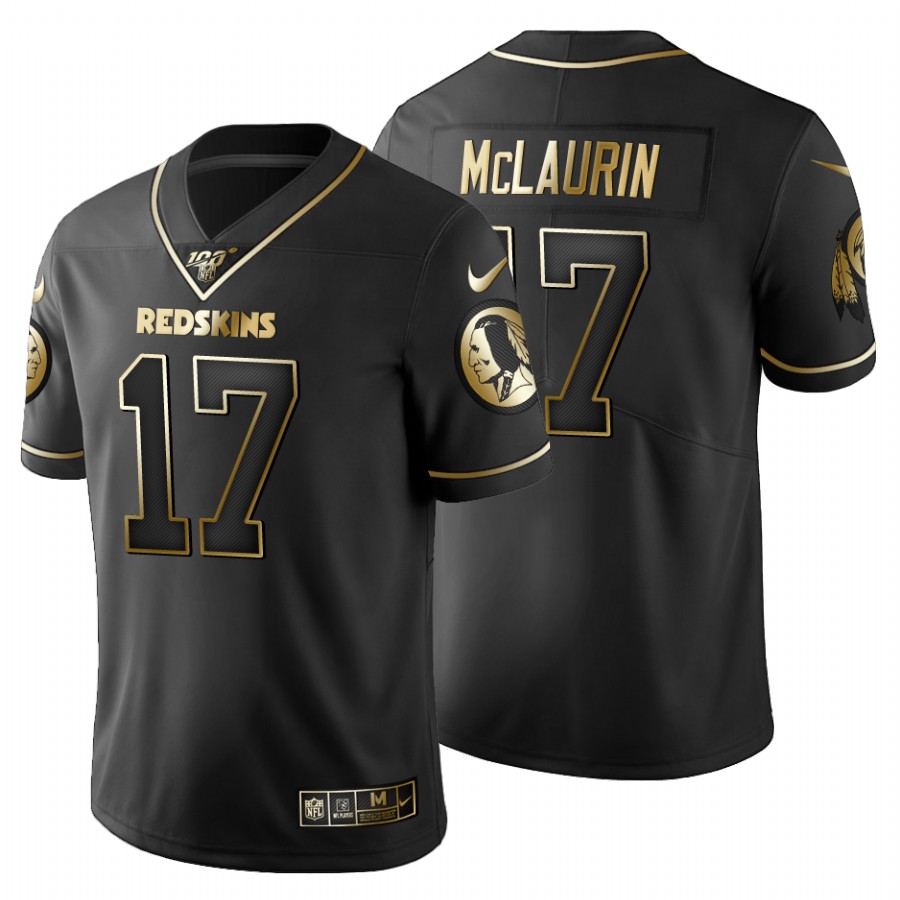 Washington Commanders #17 Terry McLaurin Men's Black Golden Limited 100 Jersey cheap jerseys for sale - CheapJerseys.Shop