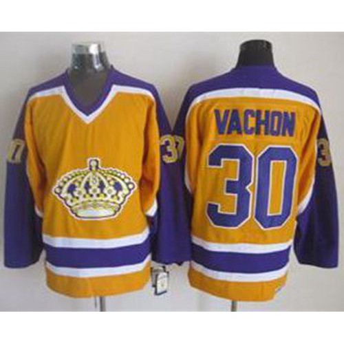 Los Angeles Kings #30 Rogie Vachon Yellow CCM Throwback Stitched Jersey Men's cheap jerseys for sale - CheapJerseys.Shop