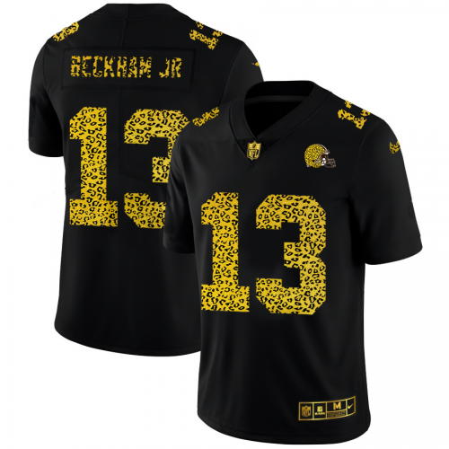 Cleveland Cleveland Browns #13 Odell Beckham Jr. Men's Leopard Print Fashion Vapor Limited Jersey Black Men's cheap jerseys for sale - CheapJerseys.Shop