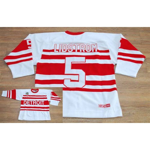 Detroit Red Wings #5 Nicklas Lidstrom White CCM Throwback 75TH Stitched Jersey Men's cheap jerseys for sale - CheapJerseys.Shop