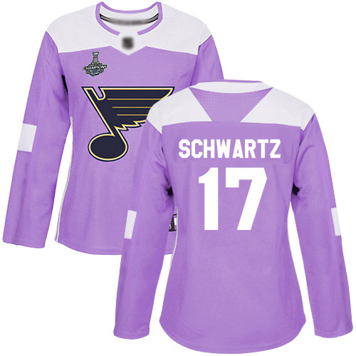 St. Louis Blues #17 Jaden Schwartz Purple Authentic Fights Cancer Stanley Cup Champions Women's Stitched Jersey Womens cheap jerseys for sale - CheapJerseys.Shop