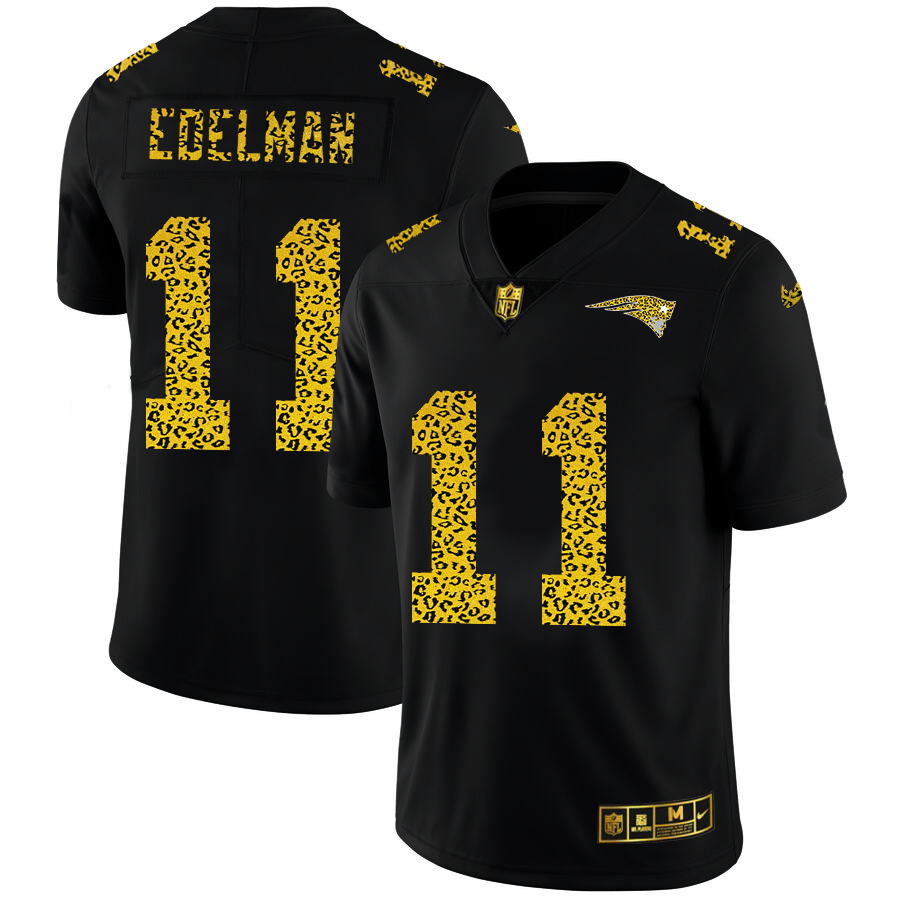 New England Patriots #11 Julian Edelman Men's Leopard Print Fashion Vapor Limited Jersey Black cheap jerseys for sale - CheapJerseys.Shop