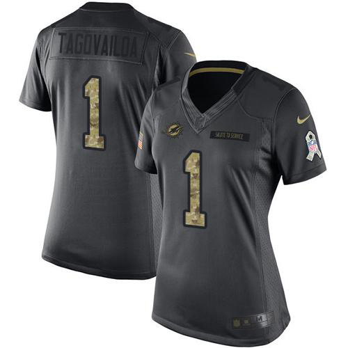 Dolphins #1 Tua Tagovailoa Black Women's Stitched Limited 2016 Salute To Service Jersey cheap jerseys for sale - CheapJerseys.Shop