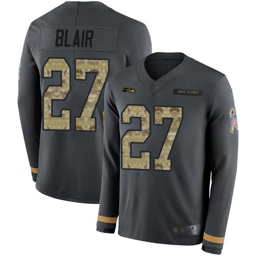 Seattle Seahawks #27 Marquise Blair Anthracite Salute to Service Men's Stitched Limited Therma Long Sleeve Jersey Men's cheap jerseys for sale - CheapJerseys.Shop