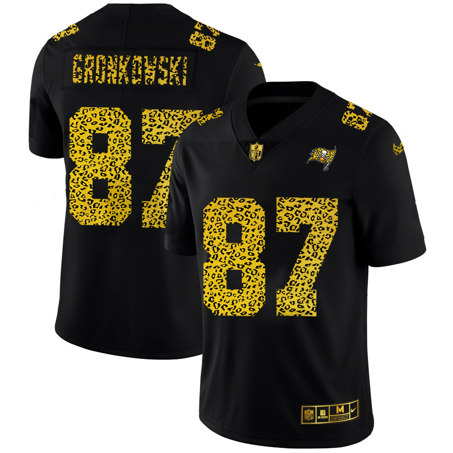 Tampa Bay Buccaneers #87 Rob Gronkowski Men's Leopard Print Fashion Vapor Limited Jersey Black cheap jerseys for sale - CheapJerseys.Shop