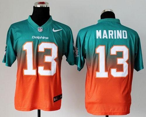 Dolphins #13 Dan Marino Aqua Green/Orange Men's Stitched Elite Fadeaway Fashion Jersey cheap jerseys for sale - CheapJerseys.Shop