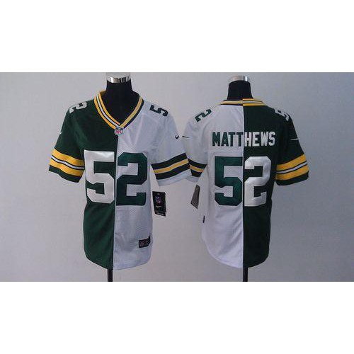Green Bay Packers #52 Clay Matthews Green/White Women's Stitched Elite Split Jersey Womens cheap jerseys for sale - CheapJerseys.Shop