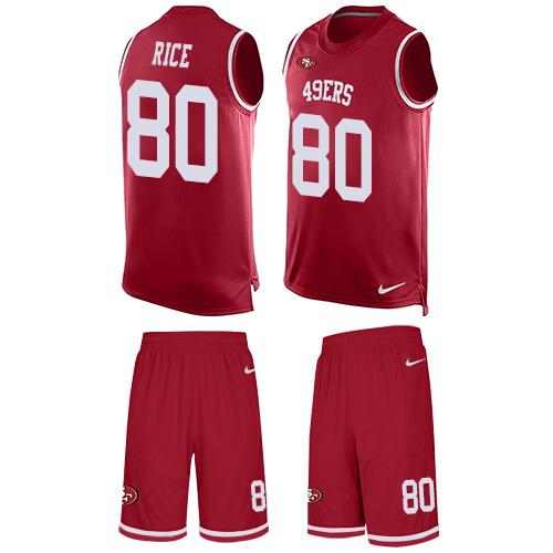 49ers #80 Jerry Rice Red Team Color Men's Stitched Limited Tank Top Suit Jersey cheap jerseys for sale - CheapJerseys.Shop