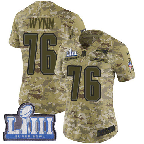 New England Patriots #76 Isaiah Wynn Camo Super Bowl LIII Bound Women's Stitched Limited 2018 Salute to Service Jersey Womens cheap jerseys for sale - CheapJerseys.Shop