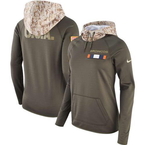 Women's Denver Broncos Olive Salute To Service Performance Pullover Hoodie cheap jerseys for sale - CheapJerseys.Shop