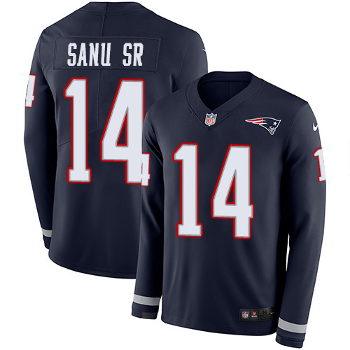 New England Patriots #14 Mohamed Sanu Sr Navy Blue Team Color Youth Stitched Limited Therma Long Sleeve Jersey Youth cheap jerseys for sale - CheapJerseys.Shop