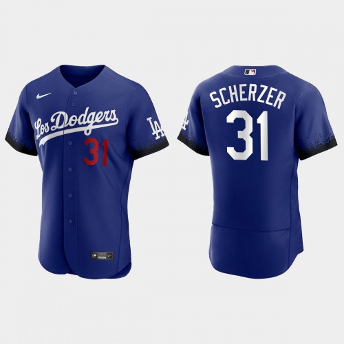 Los Angeles Los Angeles Dodgers #31 Max Scherzer Men's 2021 City Connect Authentic Jersey Royal Men's cheap jerseys for sale - CheapJerseys.Shop