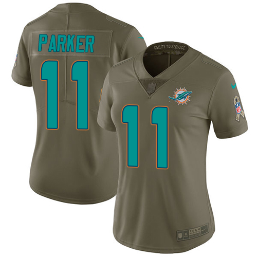 Miami Dolphins #11 DeVante Parker Olive Women's Stitched Limited 2017 Salute to Service Jersey Womens cheap jerseys for sale - CheapJerseys.Shop