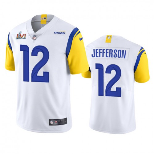 Los Angeles Los Angeles Rams #12 Van Jefferson Men's Super Bowl LVI Patch Alternate Vapor Limited Jersey - White Men's cheap jerseys for sale - CheapJerseys.Shop