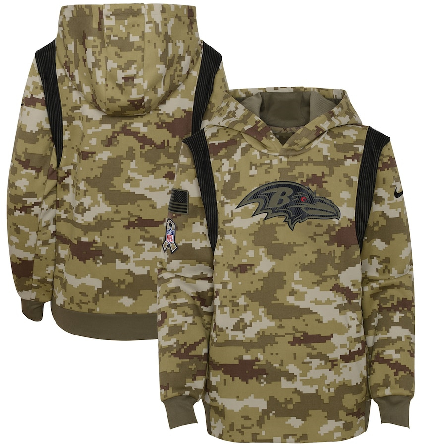 Baltimore Ravens Camo Youth 2021 Salute To Service Therma Performance Pullover Hoodie cheap jerseys for sale - CheapJerseys.Shop