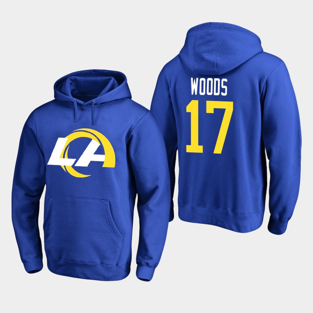 Los Angeles Rams #17 Robert Woods Men's 2020 New Logo Royal Pullover Hoodie cheap jerseys for sale - CheapJerseys.Shop