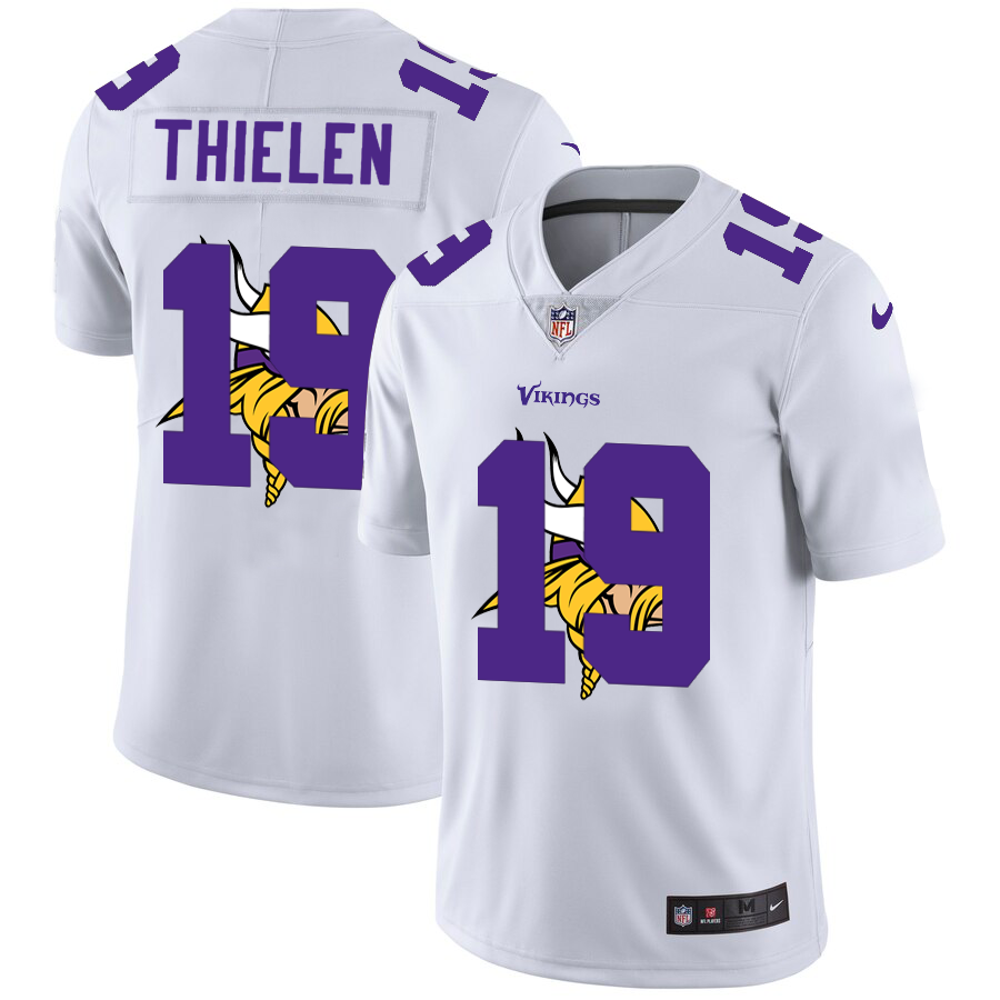 Minnesota Vikings #19 Adam Thielen White Men's Team Logo Dual Overlap Limited Jersey cheap jerseys for sale - CheapJerseys.Shop