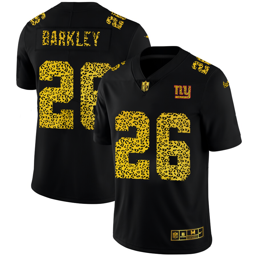 New York Giants #26 Saquon Barkley Men's Leopard Print Fashion Vapor Limited Jersey Black cheap jerseys for sale - CheapJerseys.Shop