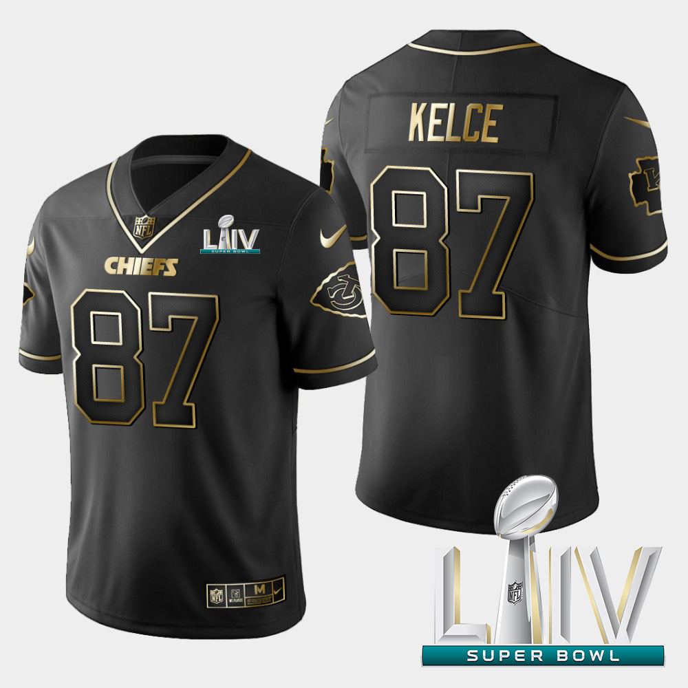 Kansas City Chiefs #87 Travis Kelce Vapor Limited Black Golden Super Bowl LIV 2020 Jersey cheap jerseys for sale - CheapJerseys.Shop