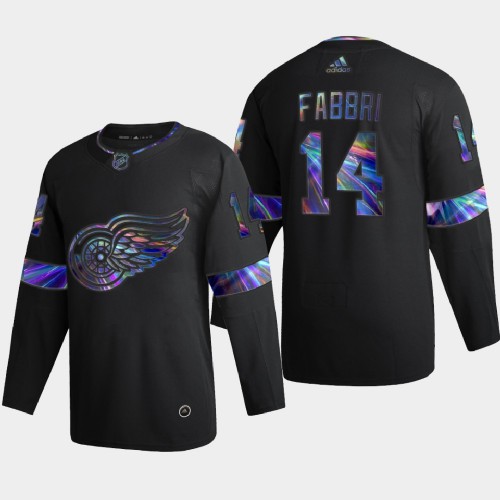 Detroit Detroit Red Wings #14 Robby Fabbri Men's Iridescent Holographic Collection Jersey - Black Men's cheap jerseys for sale - CheapJerseys.Shop