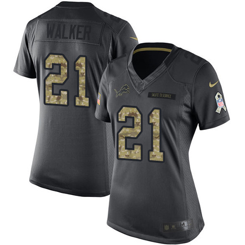 Detroit Lions #21 Tracy Walker Black Women's Stitched Limited 2016 Salute to Service Jersey Womens cheap jerseys for sale - CheapJerseys.Shop