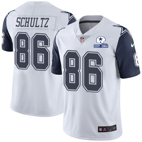 Dallas Cowboys #86 Dalton Schultz White Men's Stitched With Established In 1960 Patch Limited Rush Jersey Men's cheap jerseys for sale - CheapJerseys.Shop
