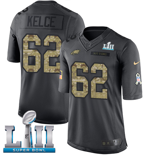 Eagles #62 Jason Kelce Black Super Bowl LII Youth Stitched Limited 2016 Salute To Service Jersey cheap jerseys for sale - CheapJerseys.Shop