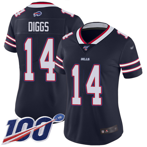 Bills #14 Stefon Diggs Navy Women's Stitched Limited Inverted Legend 100th Season Jersey cheap jerseys for sale - CheapJerseys.Shop