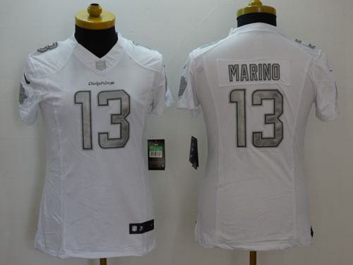 Dolphins #13 Dan Marino White Women's Stitched Limited Platinum Jersey cheap jerseys for sale - CheapJerseys.Shop