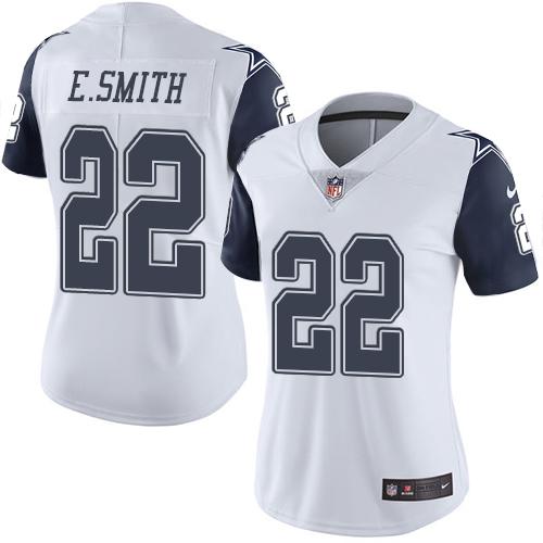 Cowboys #22 Emmitt Smith White Women's Stitched Limited Rush Jersey cheap jerseys for sale - CheapJerseys.Shop
