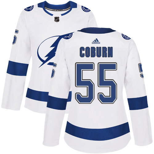 Tampa Bay Lightning #55 Braydon Coburn White Road Authentic Women's Stitched Jersey Womens cheap jerseys for sale - CheapJerseys.Shop