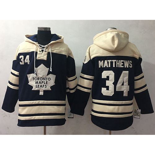 Maple Toronto Maple Leafs #34 Auston Matthews Blue Sawyer Hooded Sweatshirt Stitched Jersey Men's cheap jerseys for sale - CheapJerseys.Shop