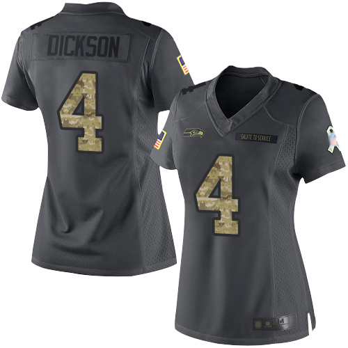 Seattle Seahawks #4 Michael Dickson Black Women's Stitched Limited 2016 Salute to Service Jersey Womens cheap jerseys for sale - CheapJerseys.Shop