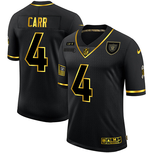 Las Vegas Raiders #4 Derek Carr Men's 2020 Salute To Service Golden Limited Jersey Black cheap jerseys for sale - CheapJerseys.Shop