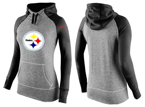 Women's Pittsburgh Steelers Performance Hoodie Grey & Black_1 cheap jerseys for sale - CheapJerseys.Shop