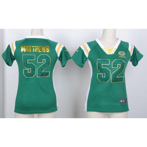 Green Bay Packers #52 Clay Matthews Green Women's Stitched Elite Draft Him Shimmer Jersey Womens cheap jerseys for sale - CheapJerseys.Shop