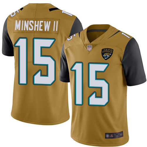 Jacksonville Jaguars #15 Gardner Minshew II Gold Youth Stitched Limited Rush Jersey Youth cheap jerseys for sale - CheapJerseys.Shop