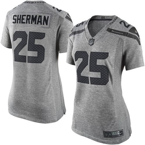 Seattle Seahawks #25 Richard Sherman Gray Women's Stitched Limited Gridiron Gray Jersey Womens cheap jerseys for sale - CheapJerseys.Shop