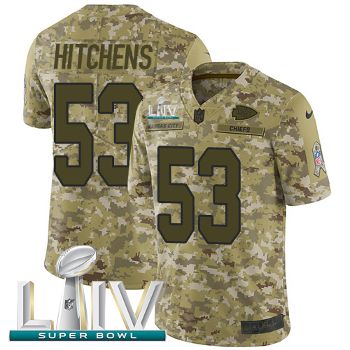 Kansas City Chiefs #53 Anthony Hitchens Camo Super Bowl LIV 2020 Men's Stitched Limited 2018 Salute To Service Jersey Men's cheap jerseys for sale - CheapJerseys.Shop