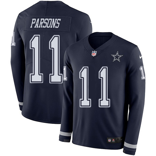 Cowboys #11 Micah Parsons Navy Blue Team Color Men's Stitched Limited Therma Long Sleeve Jersey cheap jerseys for sale - CheapJerseys.Shop